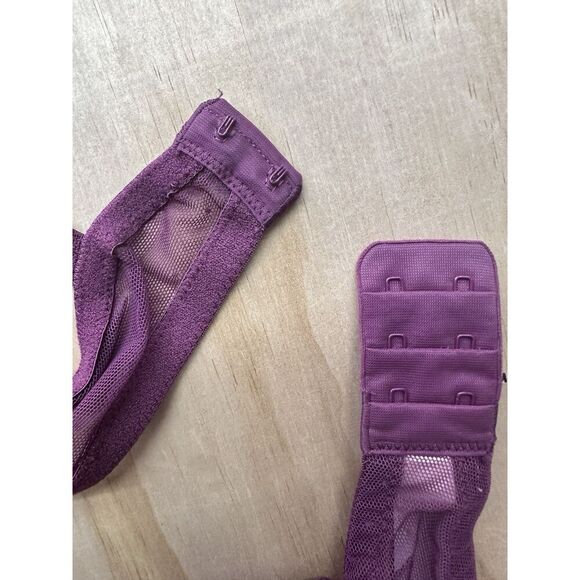 Victoria Secret Demi Lined Bra 38D Purple Push Up Lace Satin - Picture 4 of 4